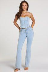 Mid-Rise Bootcut Jeans in Light Denim