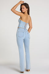 Mid-Rise Bootcut Jeans in Light Denim