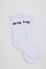 Ribbed Half-Crew Socks in White