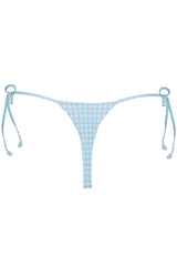 Side-Tie Thong Bikini Bottoms in Blue Gingham Print