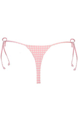 Side-Tie Thong Bikini Bottoms in Pink Gingham Print