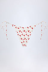 Side-Tie Cheeky Bikini Bottoms in Cherry Print