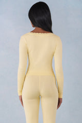 Knit Long-Sleeve Cardigan in Butter Yellow