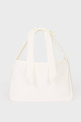 Corduroy Bow Tote Bag in Ivory