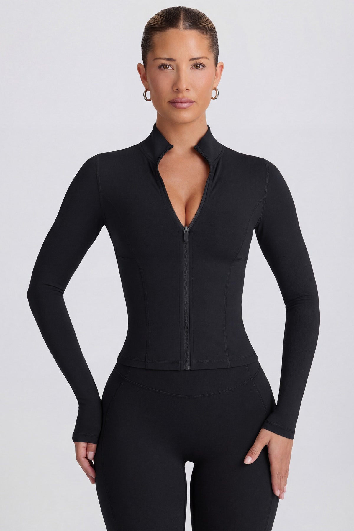 Soft Active Zip-Up Jacket in Black