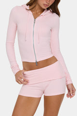 Ribbed Jersey Mini Shorts in Peach Stripe